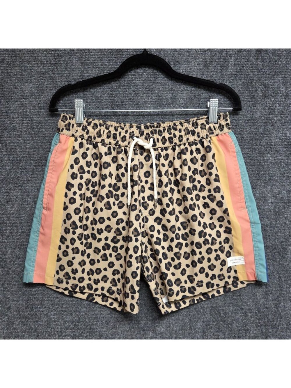 Duvin Swim Shorts Mens Medium Cheetah Disco Trunks Rainbow Stripe Brief Lined